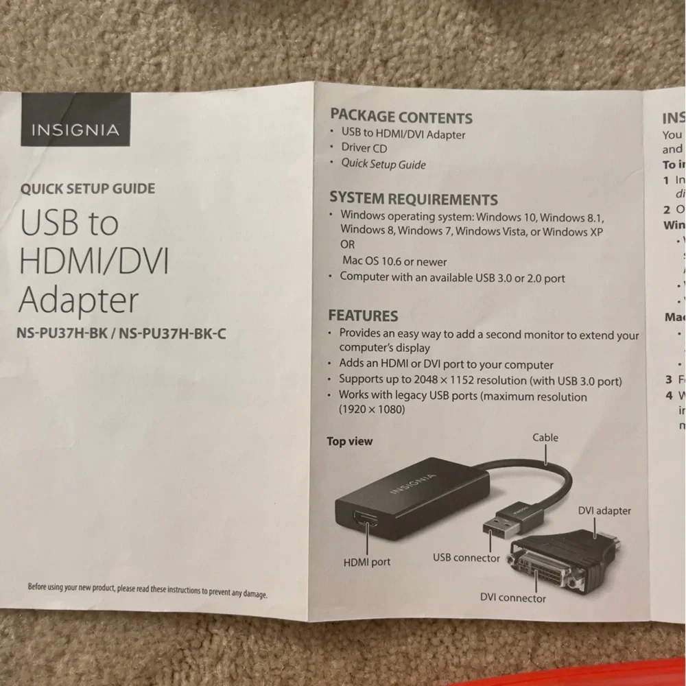 INSIGNIA USB to HDMI/DCI adapter LIKE NEW